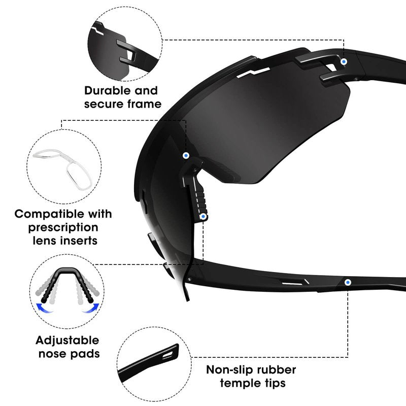 AVV Polarized UV400 Cycling Baseball Sunglasses - Windproof Anti-Fog for Outdoor Sports, Lightweight Frame Men Women Youth