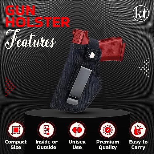 Universal IWB/OWB Concealed Carry Gun Holster - Ambidextrous - Black