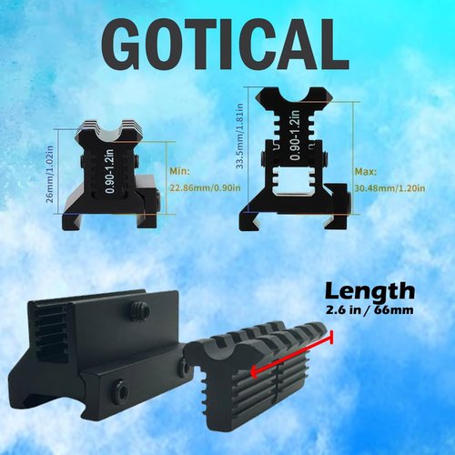 360 Tactical Picatinny Riser Mount Adjustable Height Lockdown Series with Quick Release, 1.57" L | 5 Slots, Raise 0.9-1.2 inches, Scalloped Picatinny Slots (PO1 | Quick Release, 1.57" L|5)