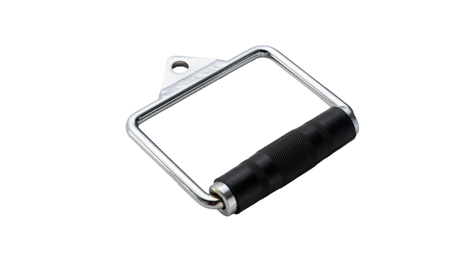 FITNESS MANIAC USA D Handle Cable Attachment, Pair, Exercise Machine Attachments with Rubber Handgrips Chrome, Chrome Knurled Stirrup Attachment Kit