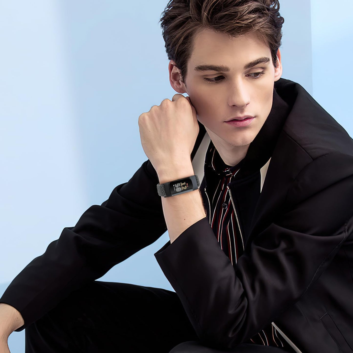 VNDAPT Elastic Braided Bands Compatible with Fitbit Charge 5/Fitbit Charge 6 for Women Men, Breathable Adjustable Stretchy Nylon Loop Sport Replacement Wristbands for Fitbit Charge 6 Charge 5 Straps