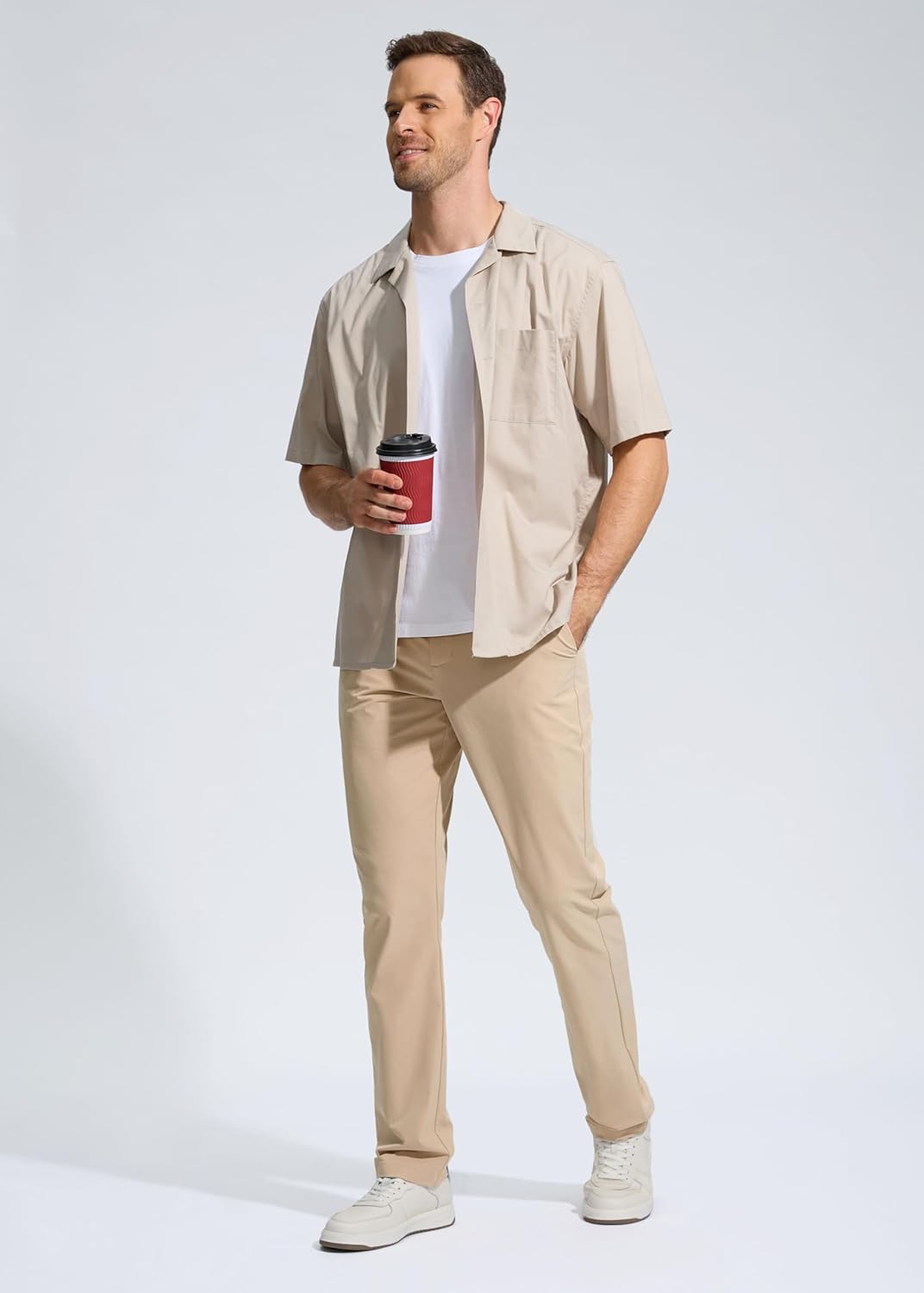 Pudolla Men's Golf Pants - Lightweight Stretch Casual Slacks | Quick-Dry Comfort in 30"/32"/34" Sizes