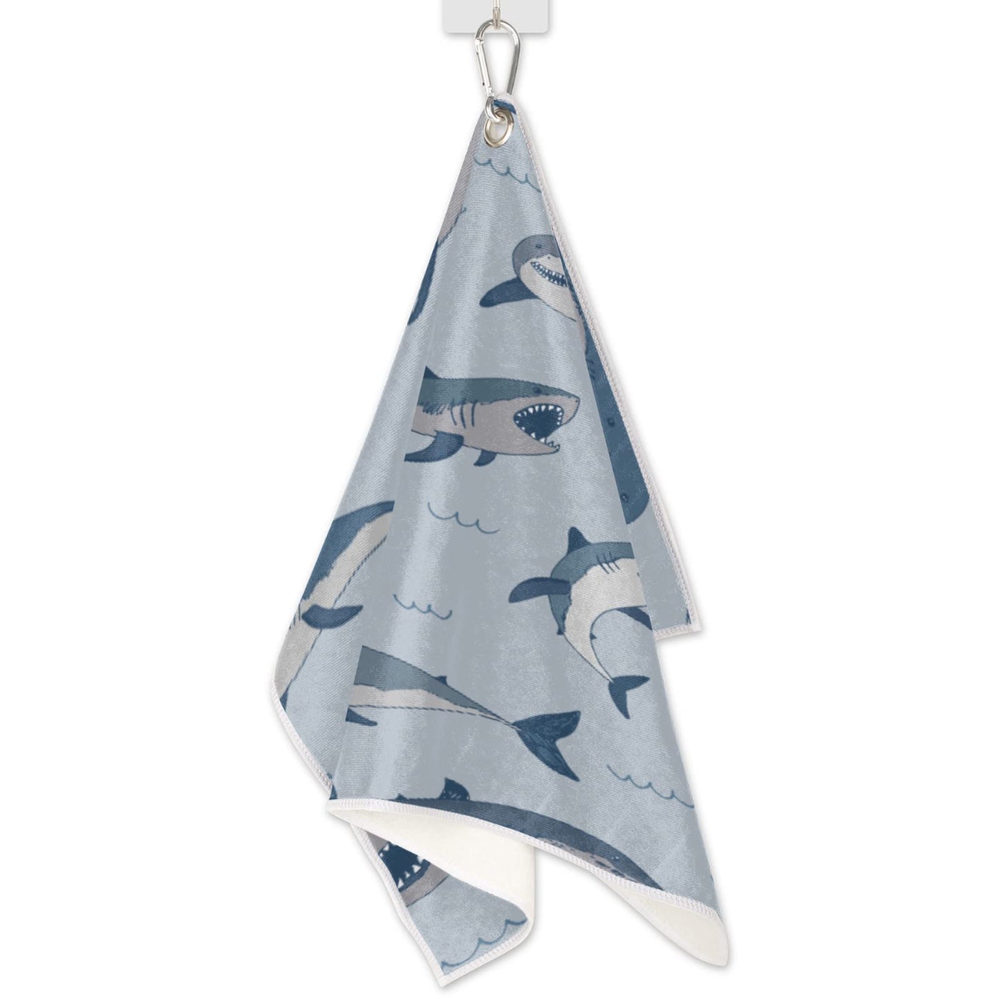 Funky Qiu Golf Towel Ocean Sea Shark Pattern,Golf Towel for Bag Quick Dry Microfiber Golf Accessories for Yoga,Gym,Workout,Fitness,15" x 24"