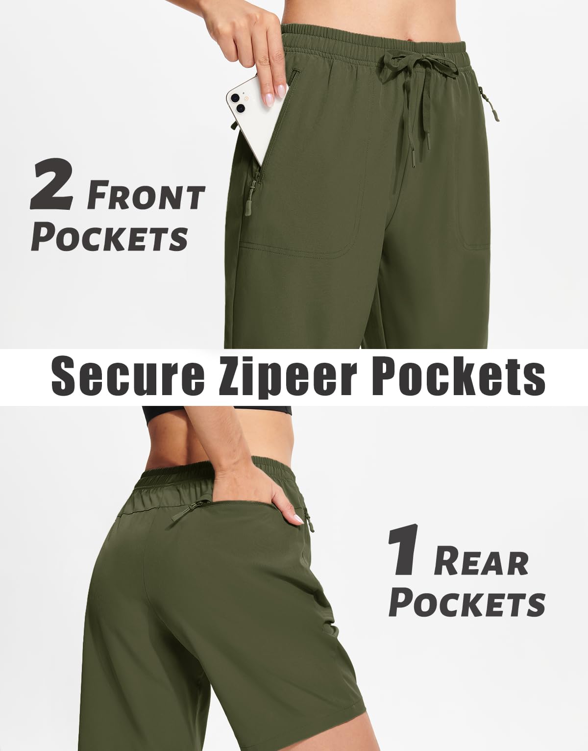 MAGCOMSEN Womens Hiking Shorts Quick Dry 7 Inch Lightweight Golf Running Shorts for Outdoor Army Green L