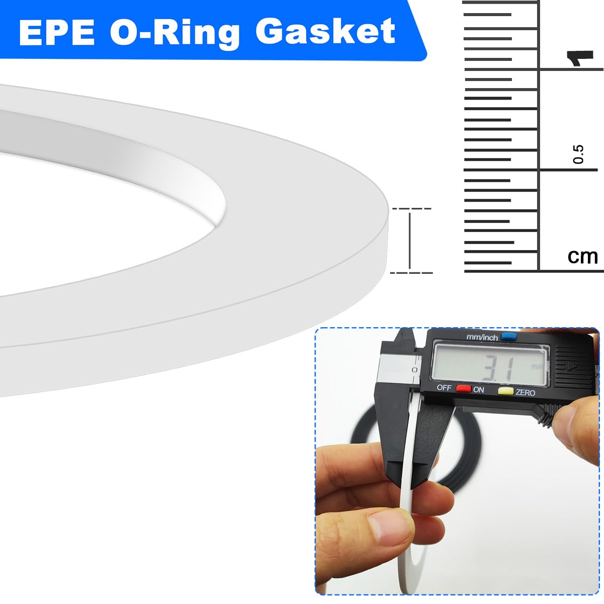 EPE & Rubber Sink Strainer Seal Kit for 3-1/2 Inch Drains | 2 O-Rings Gasket + 2 Seal Ring Washers | No Plumber's Putty Needed | US Standard Drain Compatibility ‌