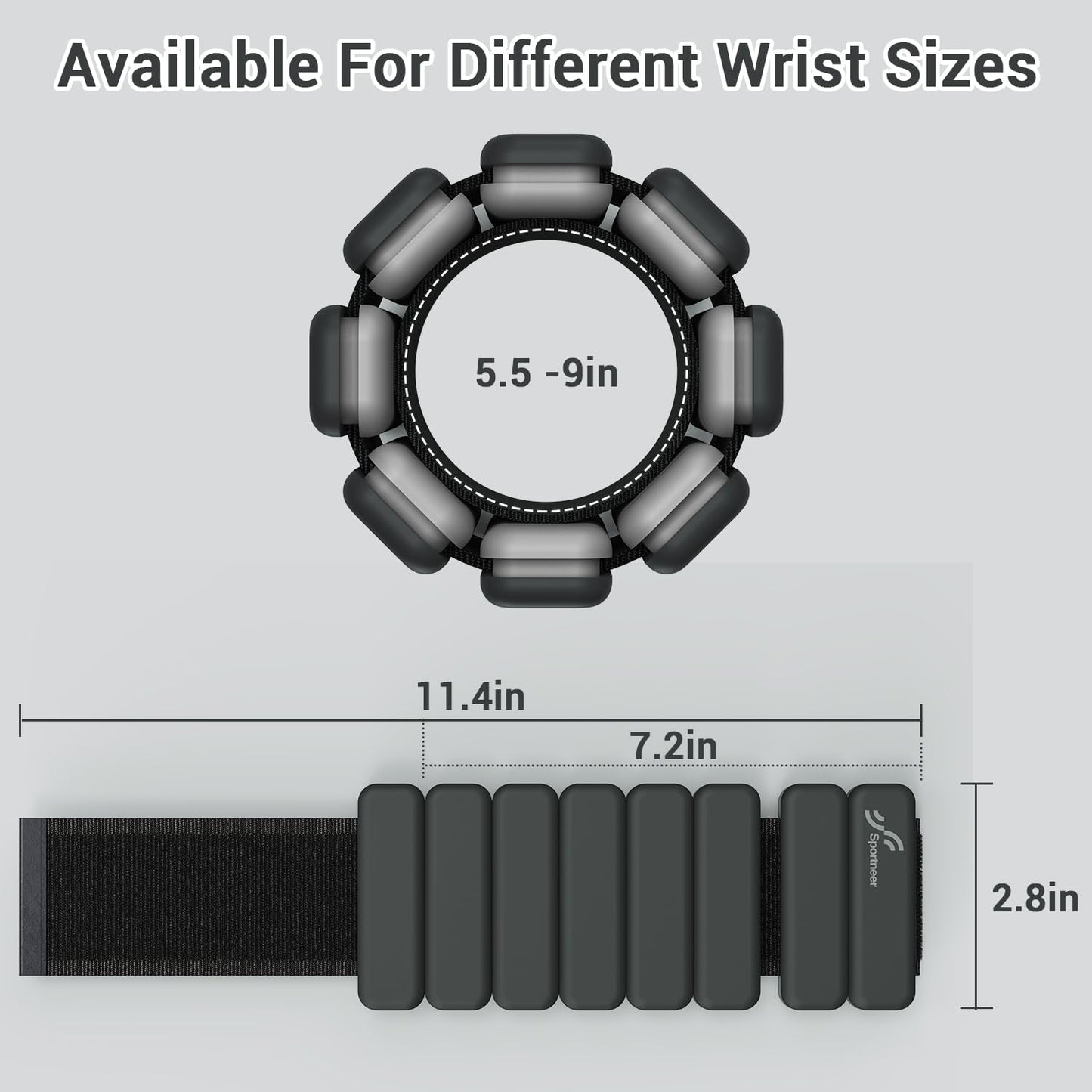 Sportneer Wrist & Ankle Weights for Women Men - 1 Pair (1 lb Each) | Adjustable Weighted Bracelet Silicone Bangles for Yoga, Dance, Pilates, Cardio, Aerobics, Gym, Pool Exercises and Jogging (Polar Night Black,1 LB x 2)
