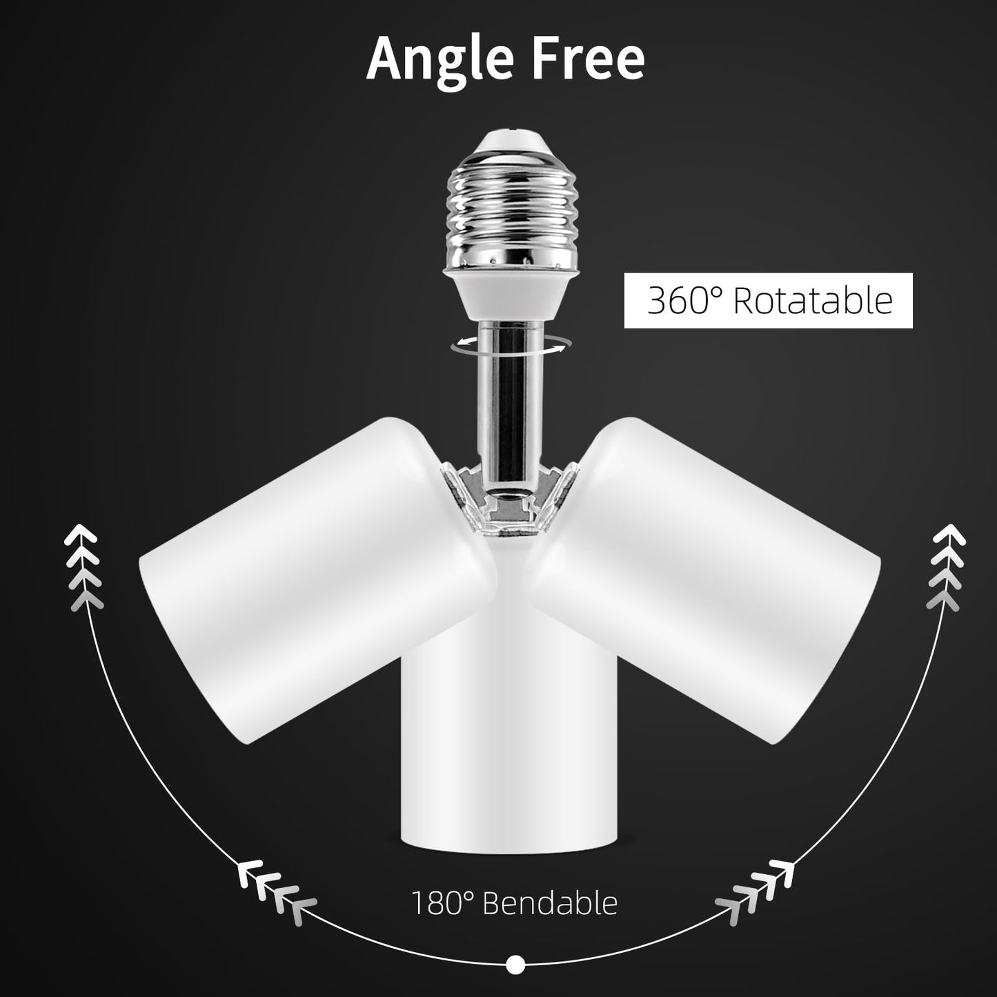 Ceramic E26 Light Bulb Socket Extender - 5.5inch Long - 90 Degree Angle Adjustable- 150W Max and Fire-Resistant - Light Extension for Medium Bulb Socket (2)