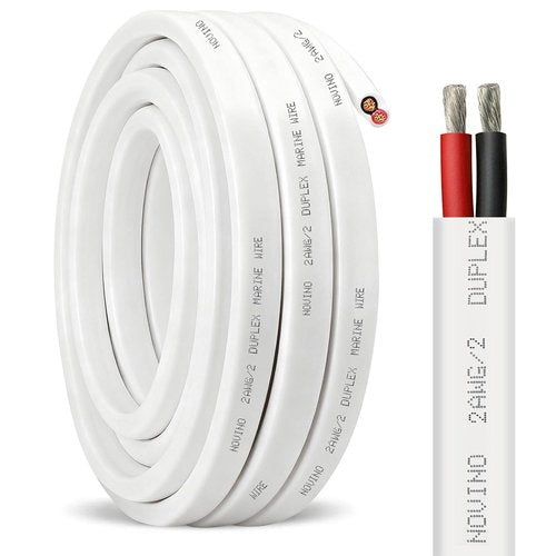 Marine Grade 2 AWG Duplex Wire - 5ft Tinned Copper Electrical Cable for Boats, RVs & Campers