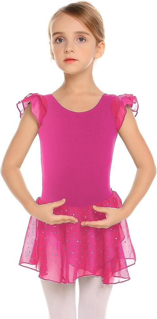 Arshiner Girls Ballet Dance Dress - Ruffle Sleeve Tutu Leotard for Comfort & Style