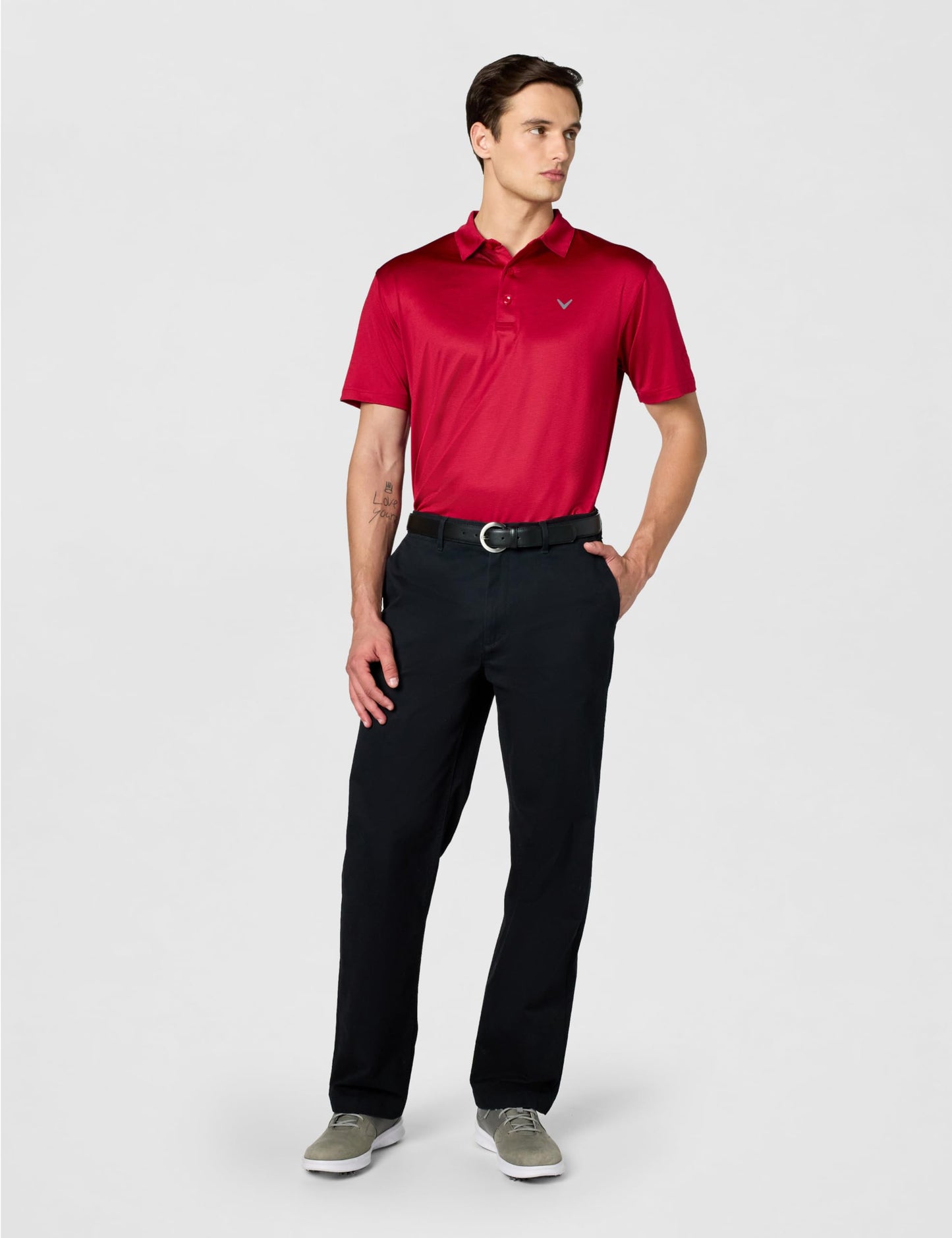 Callaway Men's Fine Line Stripe Short Sleeve Moisture-Wicking Stretch Golf Polo Shirt (Available in Big & Tall)
