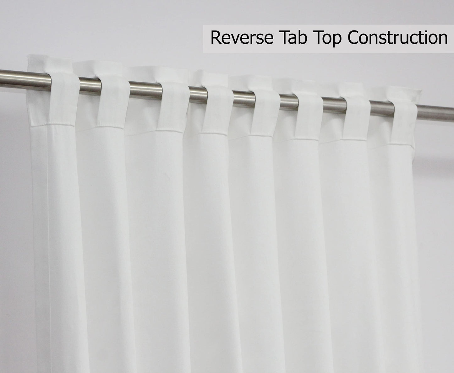 COTTON CRAFT White Curtains - 84 Inch Length - 2 Window Panels Set - Shrink Resistant Thick Duck Fabric Drapes with Tie Backs – Reverse Tab Top Light Filtering Privacy for Bedroom, Living Room – 50x84