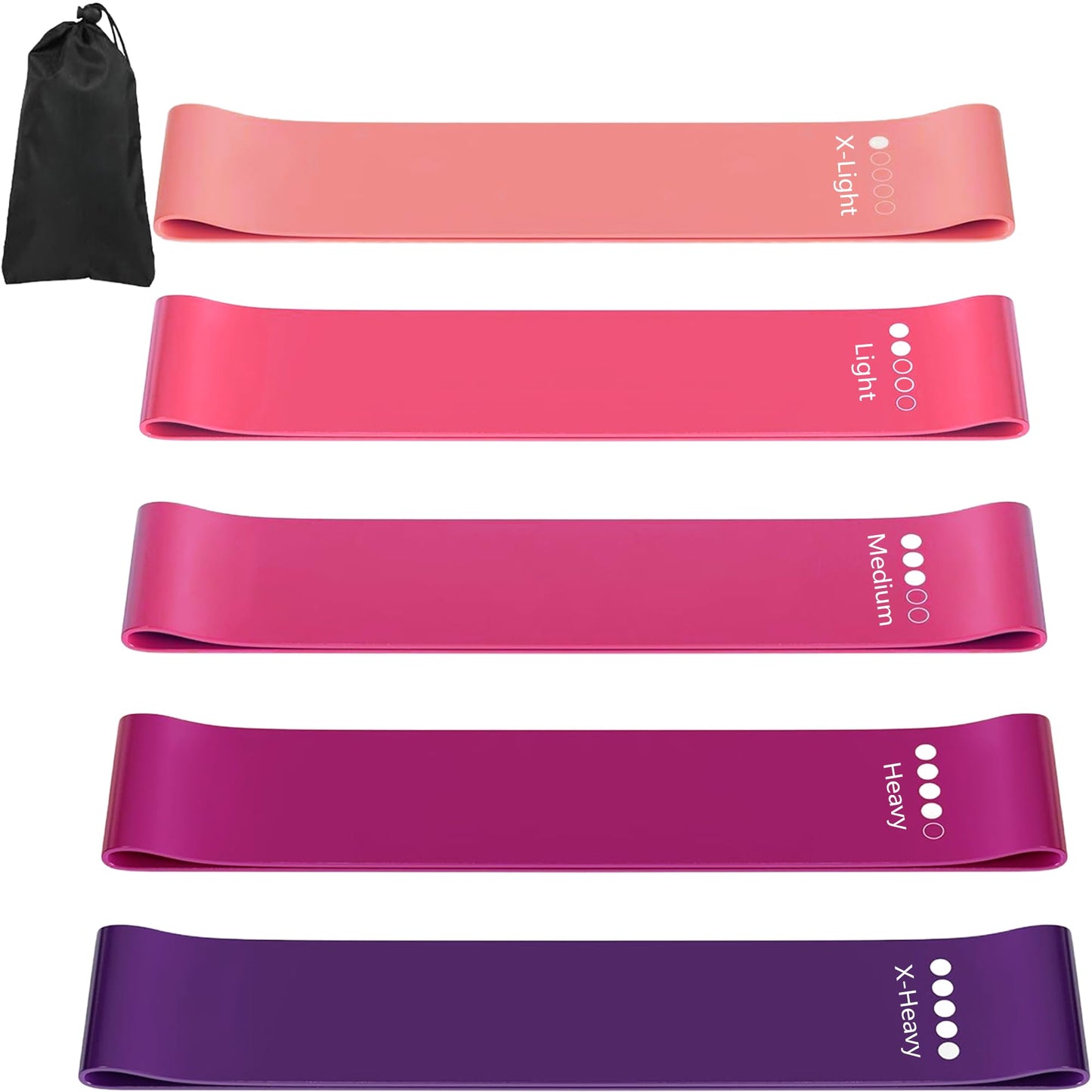 Resistance Bands for Working Out, Latex Exercise Bands Set of 5, Elastic Bands for Exercise with Workout Guide and Carry Bag, Fitness Bands for Strength Training, Yoga, Pilates, Home Workout