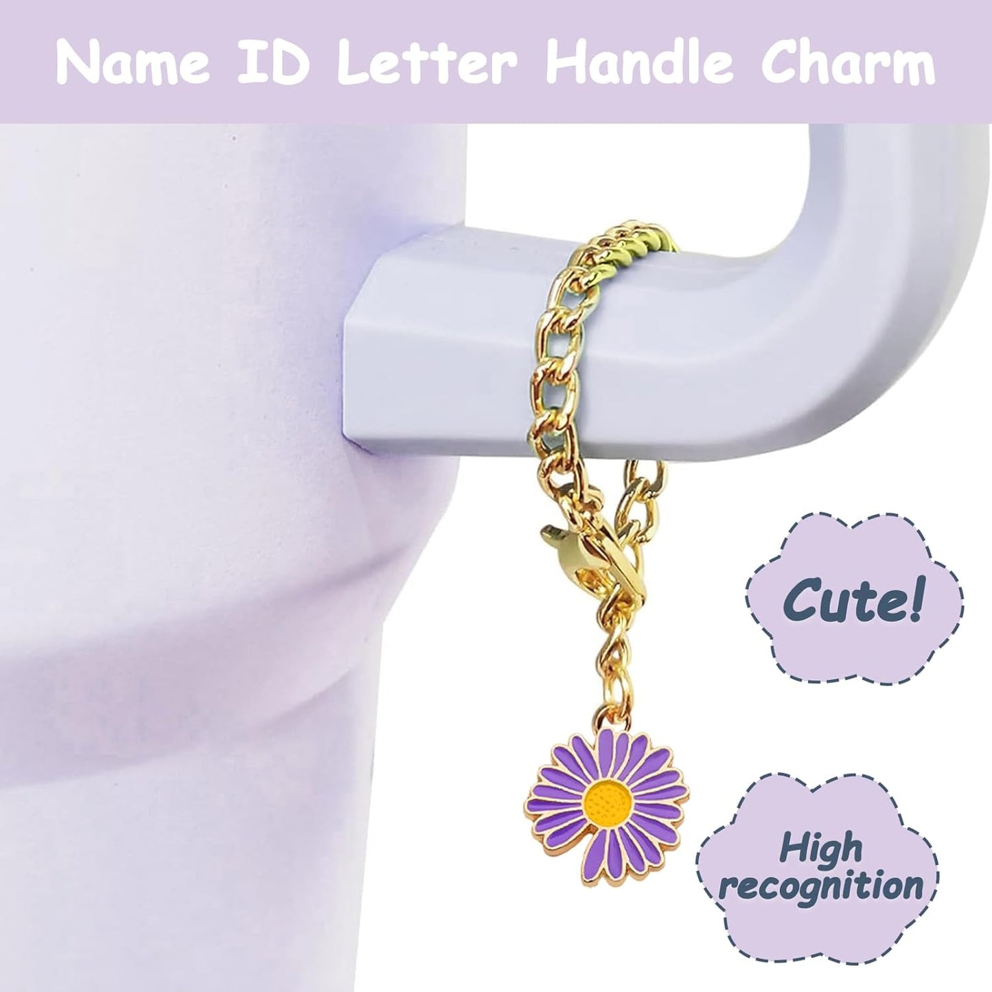Stanley Cup Accessories Set - 2 Straw Covers, 1 Spill-Proof Stopper & 1 Flower Handle Charm | Fits 30 & 40 Oz Tumblers (Purple)