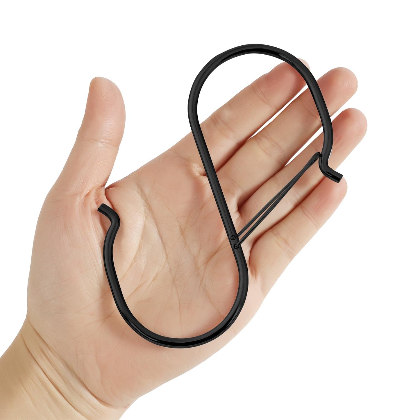 HCTESCO Heavy Duty Large S Hooks, 4.96 inch, Black, Set for Hanging Plants, Carabiners, Kitchen Cabinet Handles,s Hooks Buckle Side is Suitable for mostrods,Less Than 1.2inch in diamete(4)