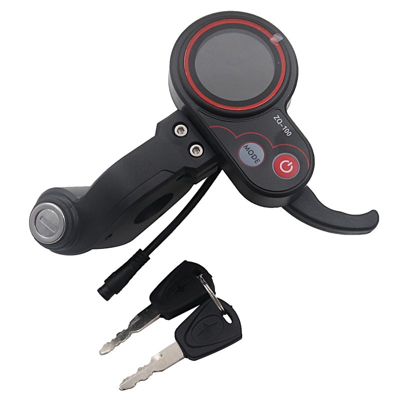 ZQ-100 LCD Display Throttle Meter 6PIN Switch with Electric Door Lock Key for Electric Scooter Dashboard Accessories Black