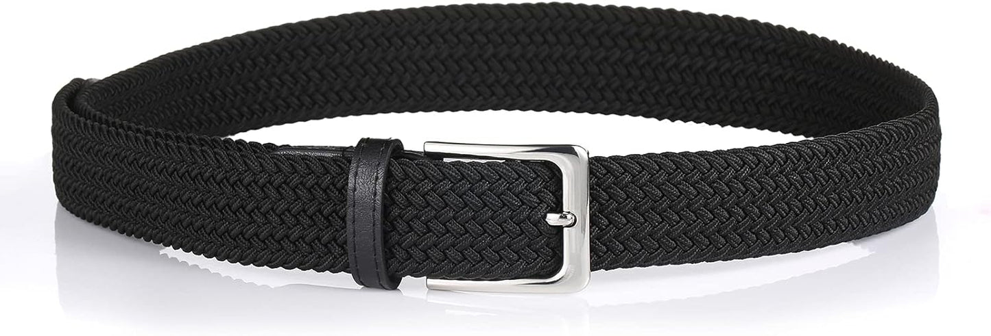 Skiennix Elastic Braided Belt - 1 3/8" Woven Stretch Belt for Golf, Casual Jeans & Shorts