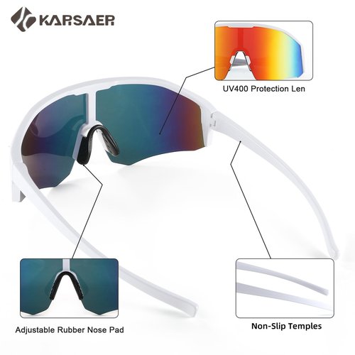 Karsaer Sports Sunglasses Cycling Glasses Visor Cool Shades Youth Baseball Softball Sun Glasses for Boys Girls 8-14