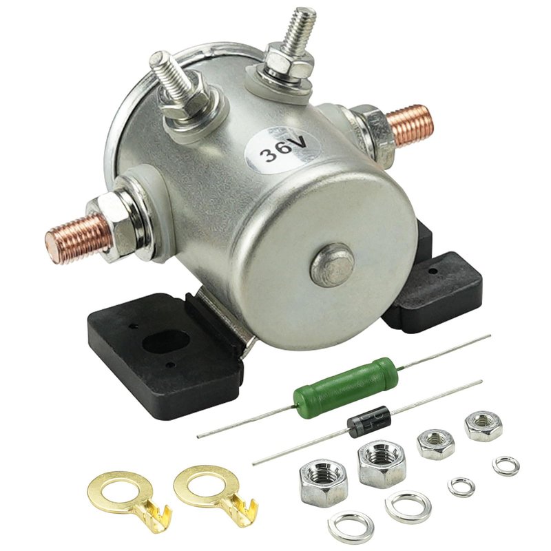 70 Series 36 Volt 4 Terminal Continuous Duty Solenoid with Resistor & Diode Kit Replacement for E-Z-G-O TXT Marathon Electric Golf Cart Model 27855G01 11761G1 27855G02