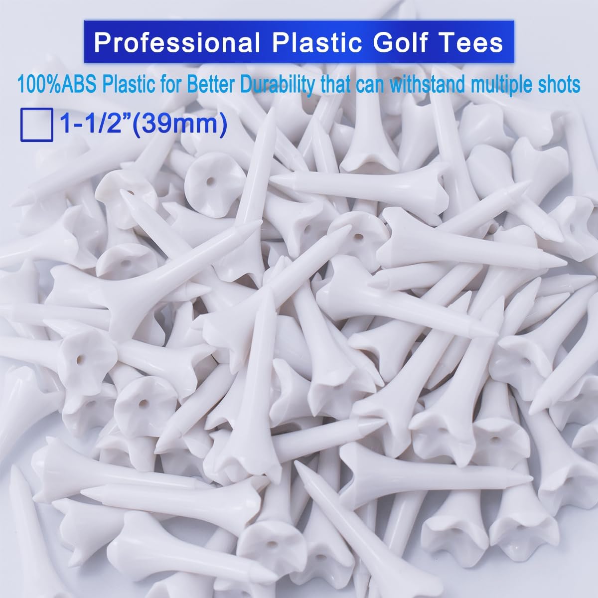 Performance Series Golf Tees by [Brand Name] - 1.5'' Short Plastic Tees for Irons & Hybrids | Pack of 120 White