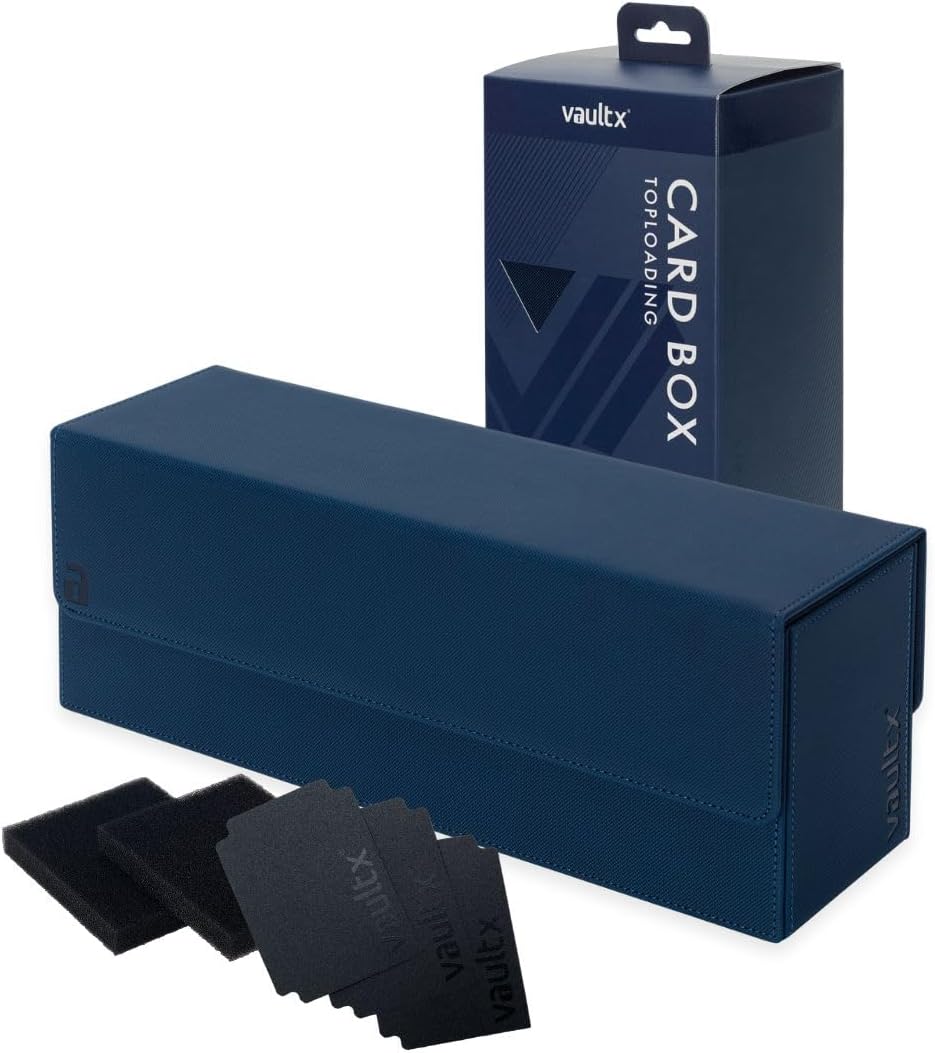 Vault X Trading Card Storage Box - Premium Exo-Tec Material, Detachable Magnetic Lid & Dividers | Organize TCG & Sports Cards (Blue)