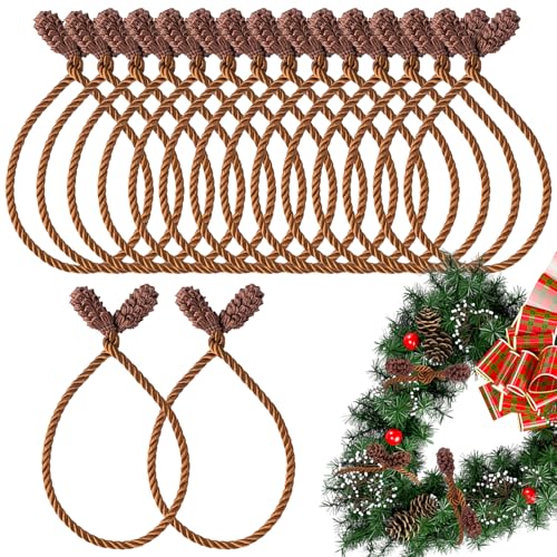 16pcs Brown Christmas Garland Twist Ties - Reusable and Flexible Banister Decoration Ties for Stair Railings, Wreaths, Stockings & Holiday Home Decoration
