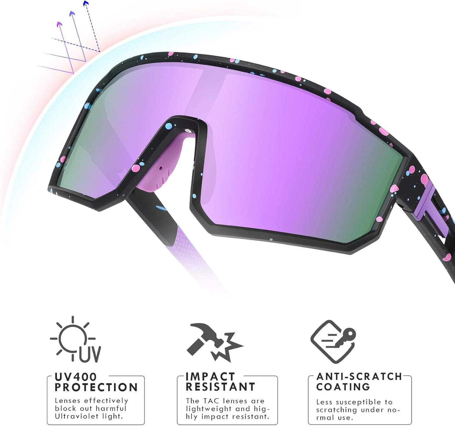 MVPTGRS Youth Baseball Sunglasses - TR90 Frame Sports Eyewear for Boys & Girls Age 8-14