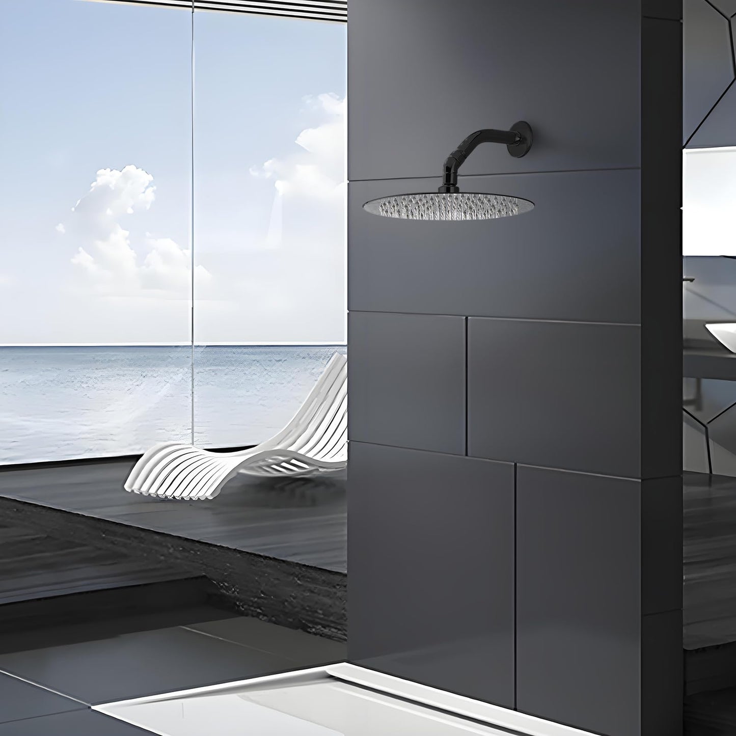 45 Degree Metal Shower Head Adapter Handheld Shower Arm Elbow Adapter Angle Shower Arm Extension Angled Showerhead Extension Pipe For Shower Head(135°, Black)