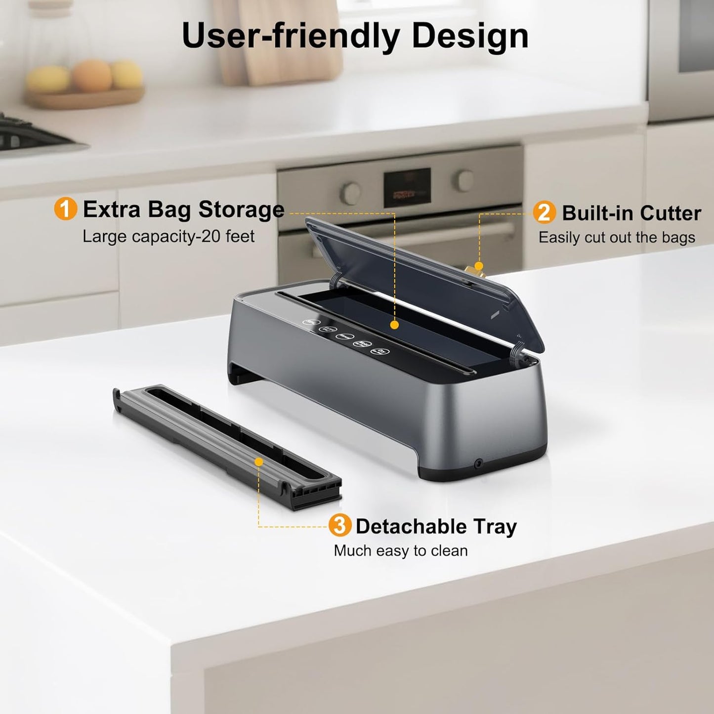 Newise Vacuum Sealer Machine - 85Kpa Powerful Food Preservation for Dry & Moist Items | Built-in Cutter & Self-Cleaning Mode