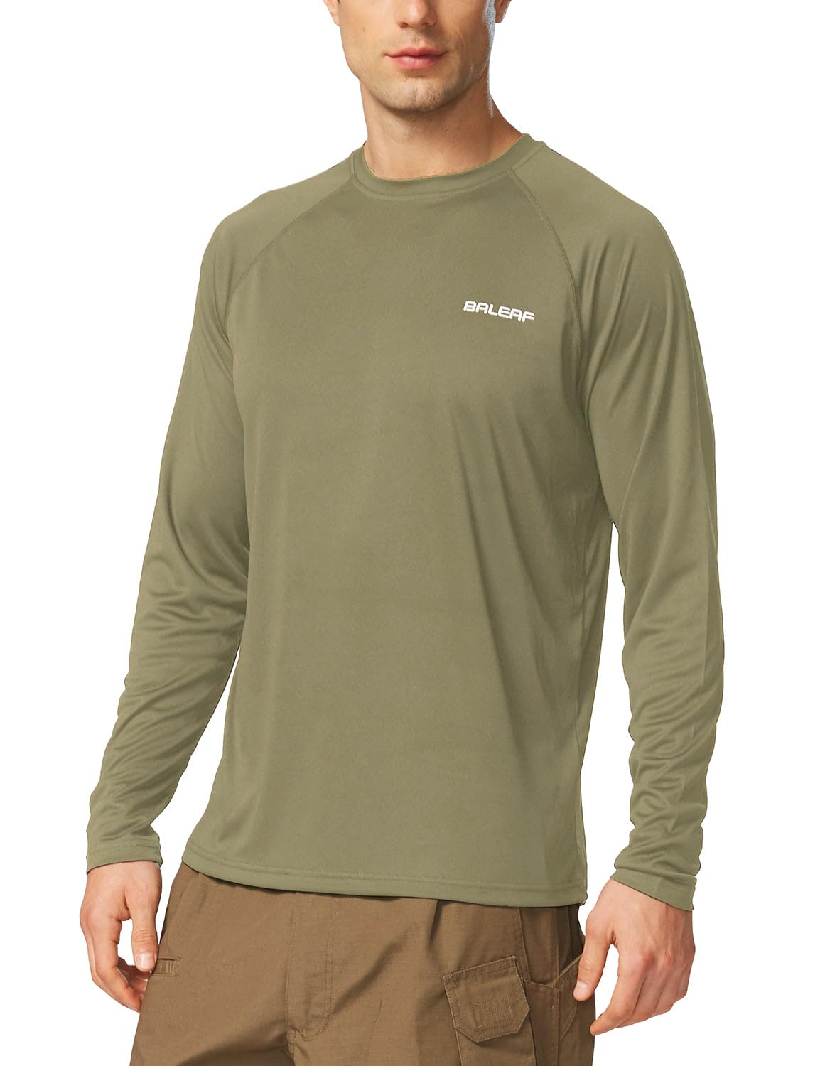 baleaf Mens UPF 50+ Sun Protection Shirts Long Sleeve Rash Guard, Quick Dry 4-Way Stretch for Fishing Swimming Surfing 01-Slate Green S