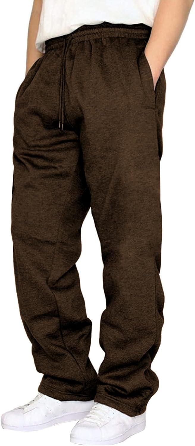 Waterwang Men's Fleece Joggers - Casual Loose Fit Athletic Pants with Pockets | Comfortable Cotton