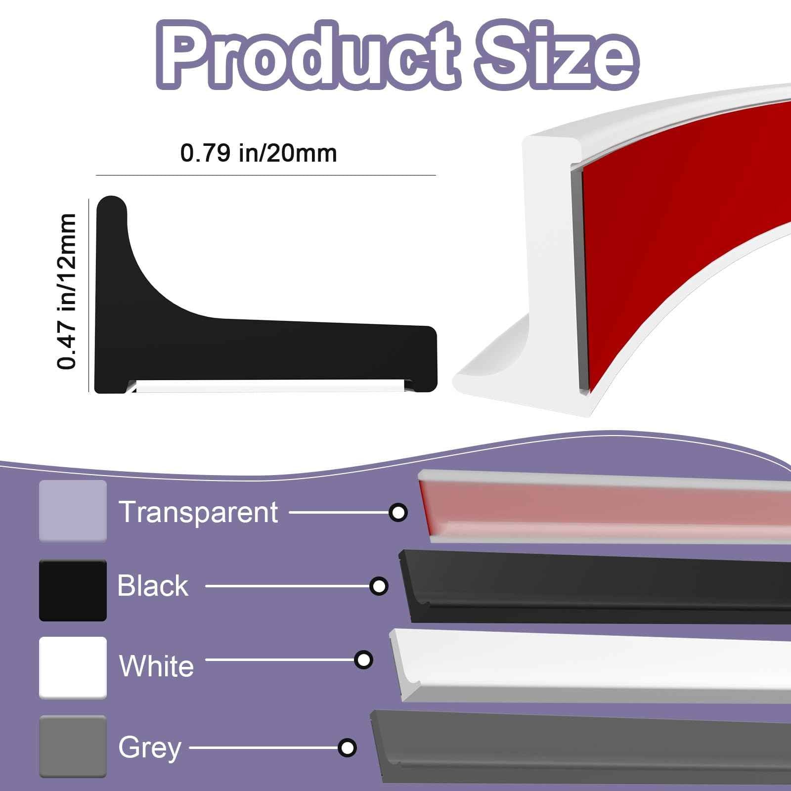 Hzetuu Shower Threshold Water Dam Barrier - Versatile, Silicone Shower Water Guard Stopper Seal Strip for Bathroom Floor, Bathtub Rim, Kitchen Countertop (White, 98 In/ 2.5M)