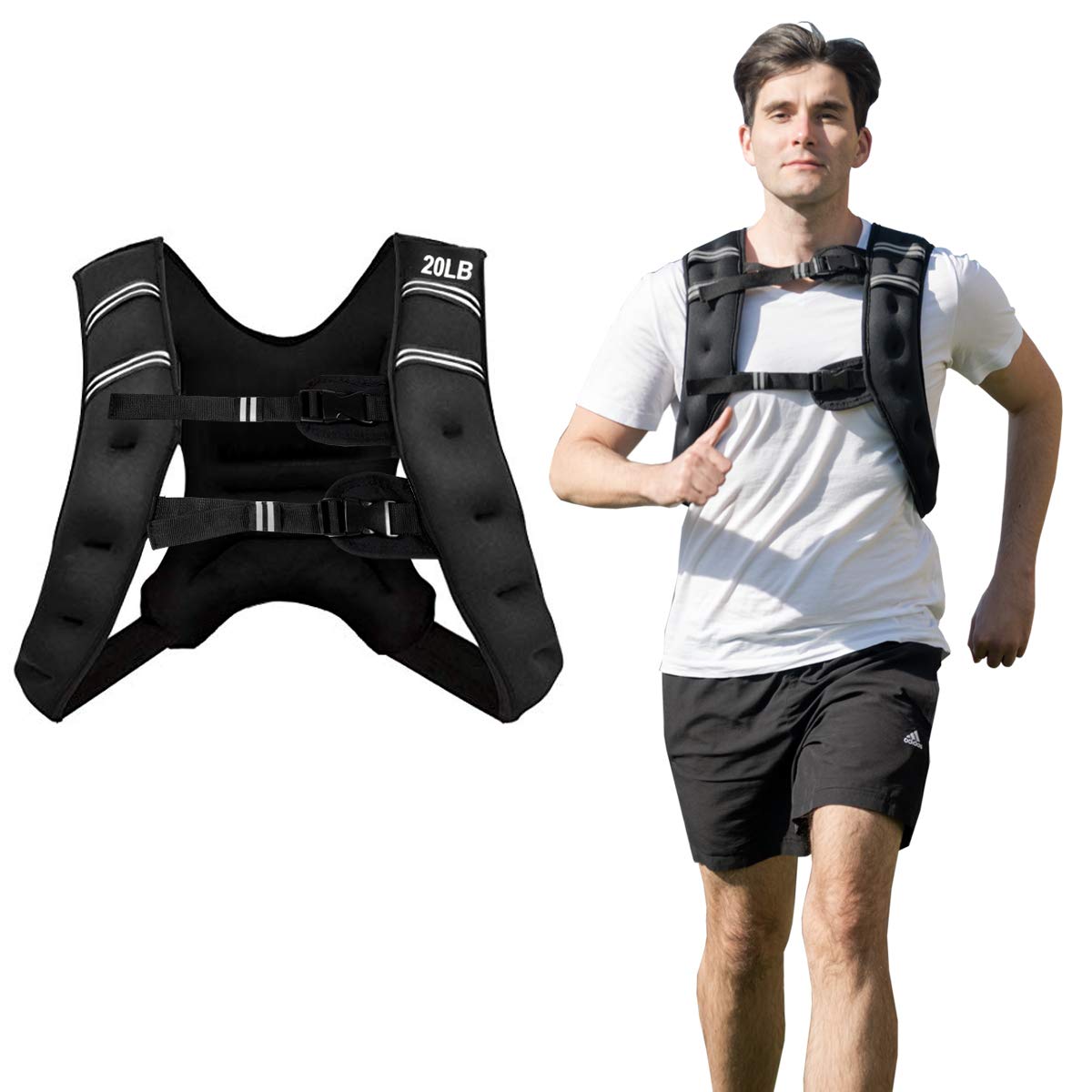 GYMAX Weighted Vest, 12lbs/16lbs/20lbs/30lbs Adjustable Weight Vest for Men & Women, Workout Strength Training Equipment Body Weight Vest, Running Weighted Vest for Outdoor Exercise Weight Loss (20, Pounds)