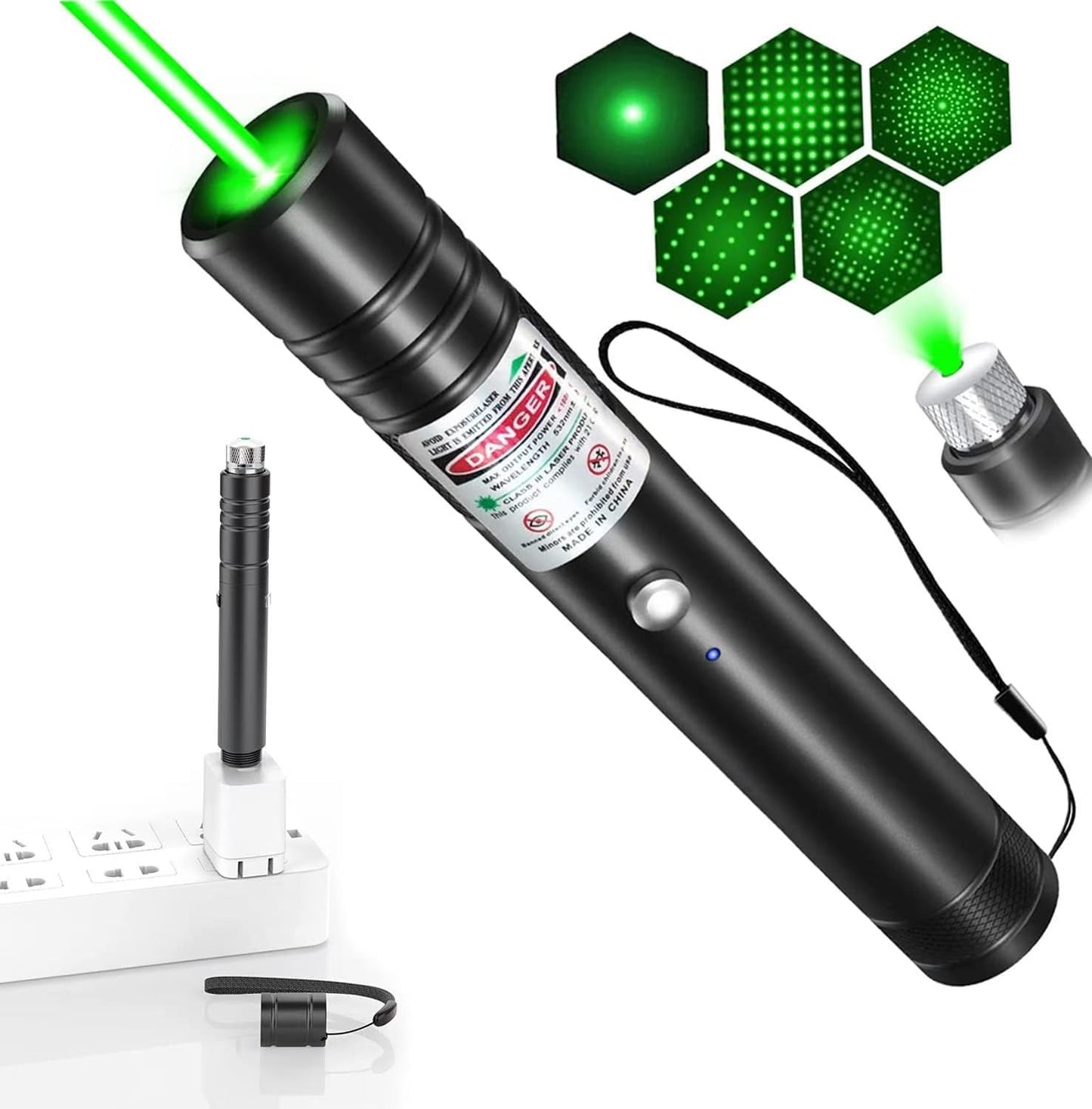 QUEOPFU Laser Pointer, Green Laser Pointer Indicator Light, Long Range Lazer Pointer for Hiking, USB Charge