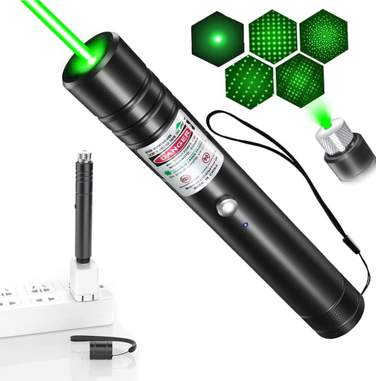 QUEOPFU Laser Pointer, Green Laser Pointer Indicator Light, Long Range Lazer Pointer for Hiking, USB Charge