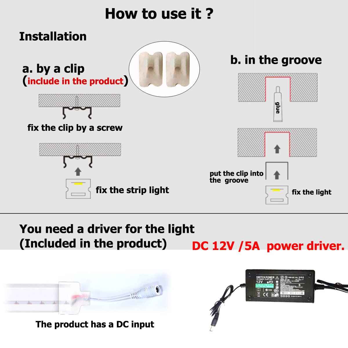 Maxlaxer Red Neon LED Strip Lights, 16.4ft 12V Waterproof Flexible Light for Indoor/Outdoor Decoration (Includes Power Adapter)