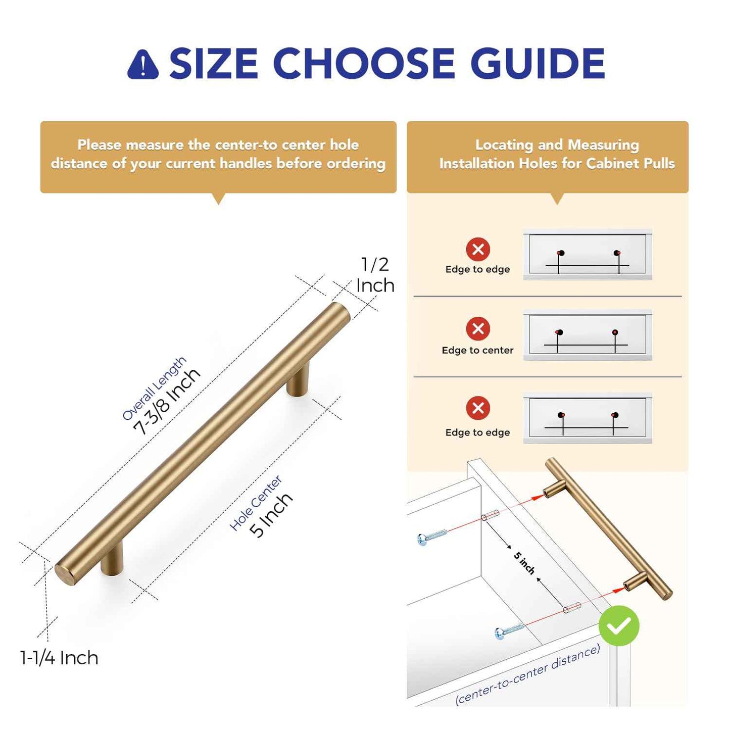 Ravinte 10 Pack Kitchen Cabinet Handles Champagne Bronze 5 Inch Hole Center Stainless Steel Pulls for Dresser Drawer Cupboard Handles with Screwdriver, 7-3/8 Inch Length