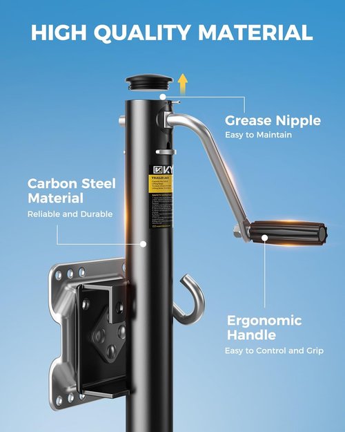 KYX Trailer Jack - 1500 lbs Heavy Duty Swivel Tongue Jack with 8-Inch Wheel & 10.6" Vertical Lift