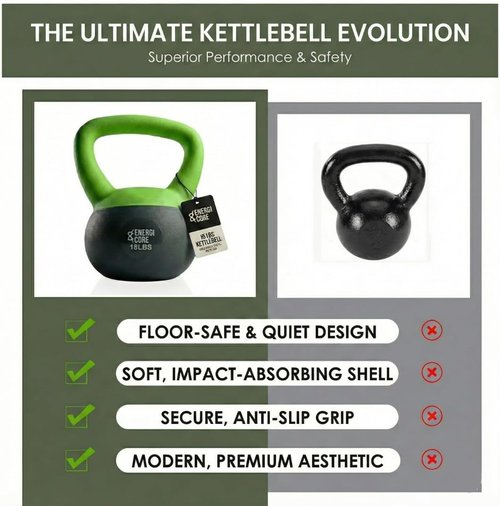 ENERGI CORE Kettlebell - Sand-Filled Weight for Home Gym Workouts | Portable Exercise Equipment for All Fitness Levels