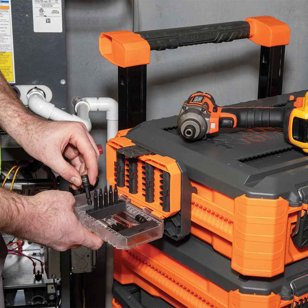 Klein Tools 33800 Impact Driver Bit Set, 35-Piece, S2 Steel with Phillips, Slotted, Square, TORX Bits and Magnetic Nut Drivers in MODbox Case