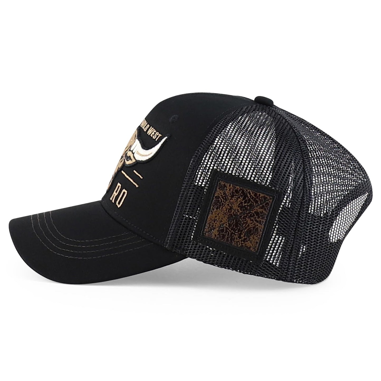 Trendy Apparel Shop Bull Embroidered Western Snapback Trucker Cap - Black Black 2