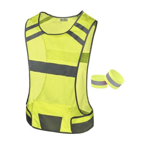 247 Viz Mesh Reflective Vest with Inside Pocket - High Visibility Reflective Running Gear Safety Vest Straps for Men, Women,Kids, for Night Running, Walking, & Cycling