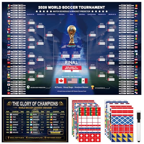 2026 World Soccer Tournament Poster Set - Match Tracker & Predictor