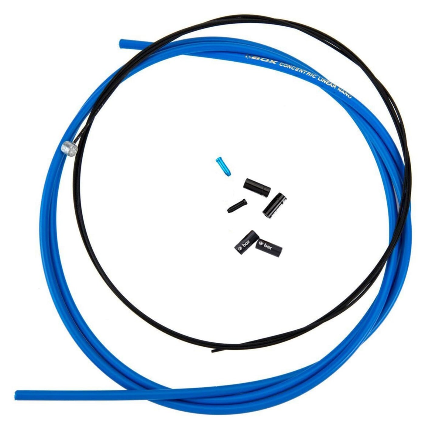 Box One Linear Bicycle Brake Cable Housing Kit with 1 Set Bike Brake Line, 1 Piece Bike Cable Housing with 2 End Caps & 4 Alloy Kollars Ferrule Compatible for All V Brakes | Gold