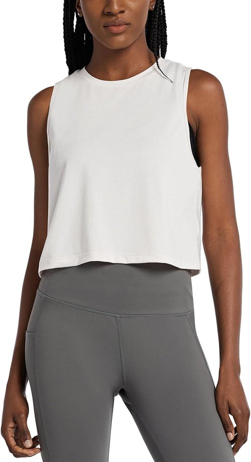 Baleaf Crop Tank Top for Women - Quick Dry Athletic Workout Shirt | Sleeveless Yoga & Gym Fit