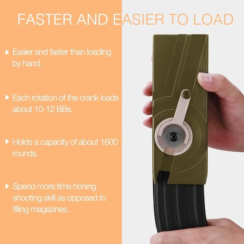 Ludex 1600 Airsoft Speed Loader - Large Capacity Hand Crank for M4/M16 Magazines | Quick 6mm BB Loading