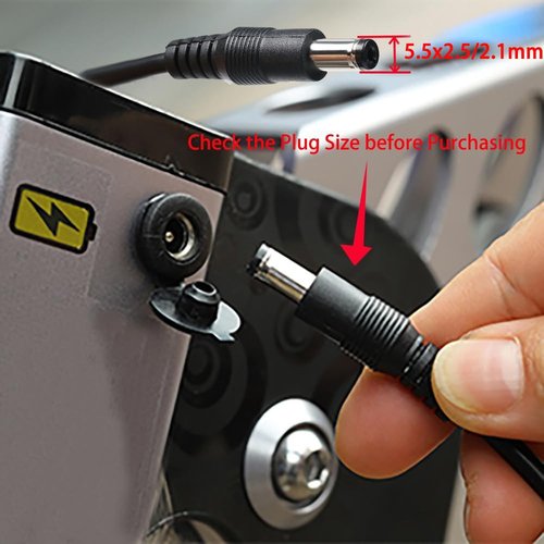 Jucuwe 42V 2A DC Male Power Adapter for 36V Electric Bike Lithium Battery Charger,Escooter Ebike Battery Charger Connector Diameter 5.5mmx2.1mm/2.5mm
