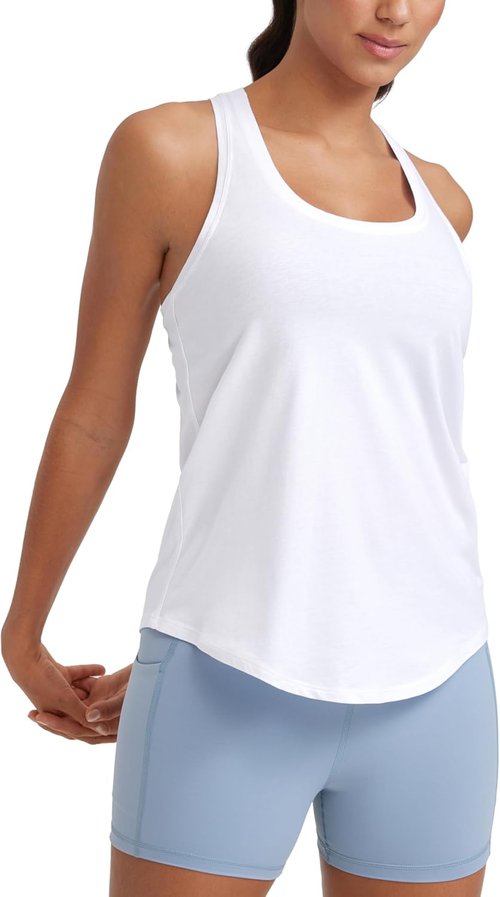 CRZ YOGA Pima Cotton Racerback Tank Top - Soft, Comfortable Sleeveless Shirt for Women | Perfect for Workouts