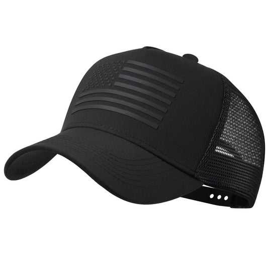 IIN American Flag Mesh Baseball Cap, Patriotic Trucker Hat for Men Women, Quick-Dry Breathable Design, Adjustable Snapback Black/Black