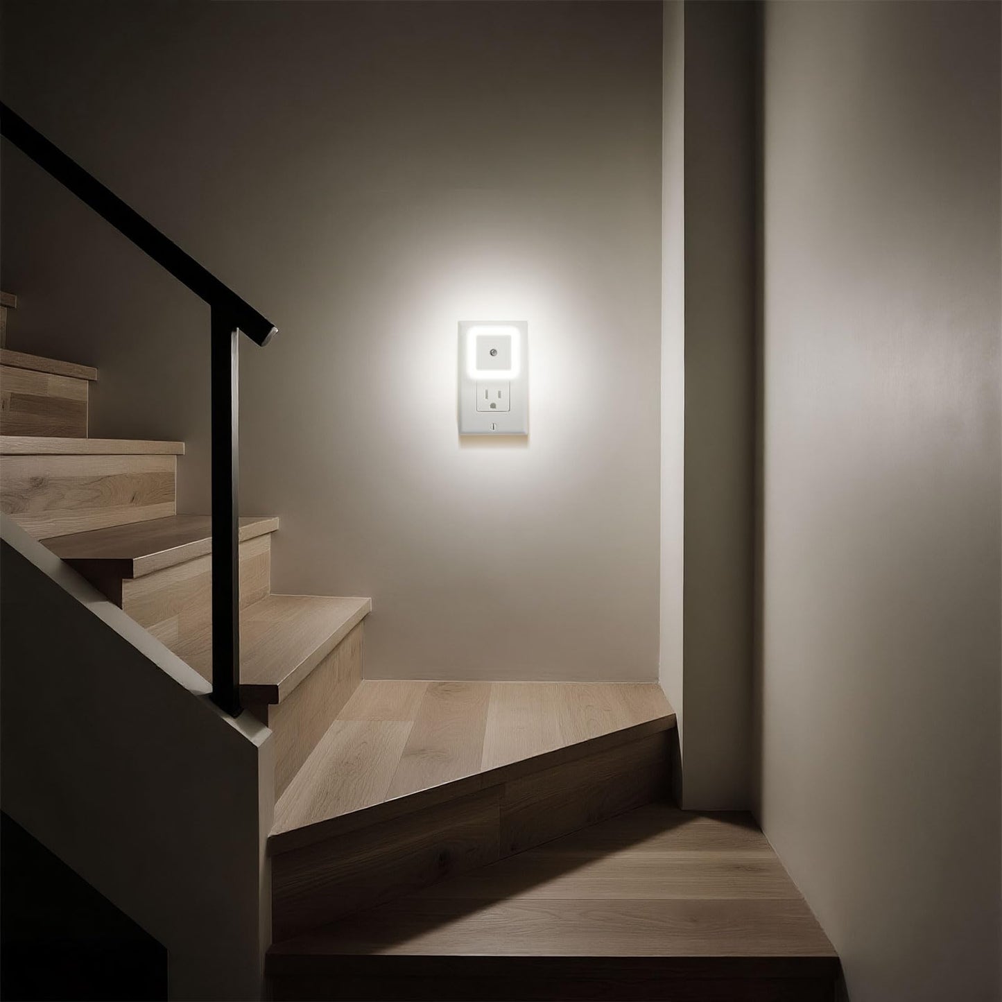 Amligy Night Light, 0.5W Daylight White LED Plug-in Night Light with Dusk to Dawn Sensor, Pack of 6 - Designed for Kids Room,Bedroom, Bathroom, Stairs, Kitchen