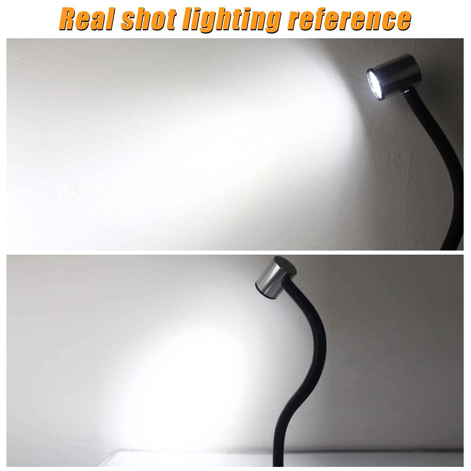 12T Magnetic Work Light, IP65 Water Proof Led Machine Light, 23in Flexible Gooseneck lamp with Strong Magnetic Base for Lathe Milling Drill Press Industrial Lighting 120V